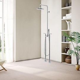 Shower Tap Contemporary Handshower Included / Floor Standing Brass Chrome