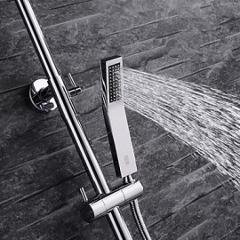 Contemporary Chrome Brass Shower Tap with Air Injection Technology Shower Head
