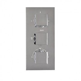 3 Square Handle Thermostatic Mixer Valve Chrome Brass 8 Inch Shower Tap Rainfall Shower With 3 Pcs Body Jets