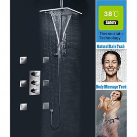 Shower Tap Contemporary Thermostatic / Handshower Included / Rain Shower / Sidespray Brass Chrome