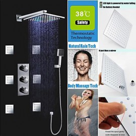 Shower Tap Contemporary LED / Thermostatic / Rain Shower / Sidespray / Handshower Included Brass Chrome