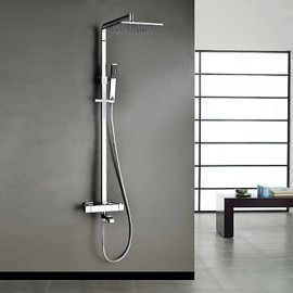 Contemporary Chrome Brass Thermostatic Shower Tap with 304 Stainless Steel Shower Head