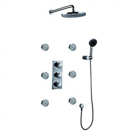 Wall Mount Rainfall Contemporary Chrome Shower Set with Bodysprays