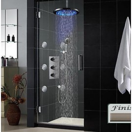 LED 8 Inch Luxury Solid Brass Concealed Thermostatic Rainfall Shower Hand Shower 6 Pcs Of Jet Spray Massage