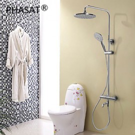 Contemporary Chrome Brass Thermostatic Shower Tap with Shower Head