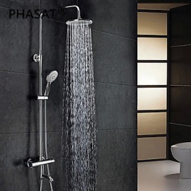 Contemporary Chrome Brass Thermostatic Shower Tap with Shower Head