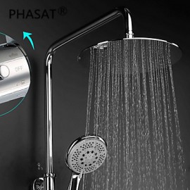 Contemporary Chrome Brass Thermostatic Shower Tap with Shower Head