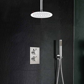 Economical Contemporary Thermostatic Mixer Control 8 Inch Shower Tap Rain Tap Round Stainless Steel Shower Head