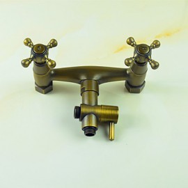 Antique Brass Shower Tap with 8 inch Shower Head + Hand Shower