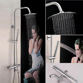 Contemporary Thermostatic Mixer Shower Tap with 8 inch Shower Head + Hand Shower