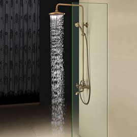 Antique Brass Tub Shower Tap with 8 inch Shower Head + Hand Shower