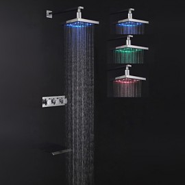 Shower Tap - Contemporary - LED / Waterfall / Rain Shower - Brass (Chrome)
