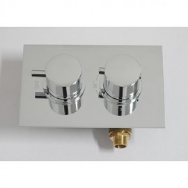 LED 8 Inch Square Solid Brass Concealed Bathroom Thermostatic Shower Rainfall Shower Mixer Valve& Hand Shower