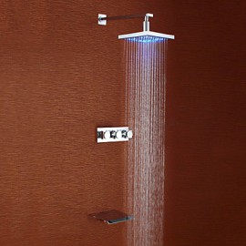 Shower Tap Contemporary LED / Waterfall / Rain Shower Brass Chrome