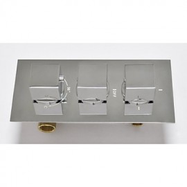 Brass Thermostatic Shower Valve Stainless Steel 12" Square Wall Mounted Rain Bathroom Shower Tap Spa Body Massage