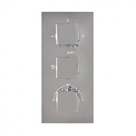 Brass Thermostatic Shower Valve Stainless Steel 12" Square Wall Mounted Rain Bathroom Shower Tap Spa Body Massage