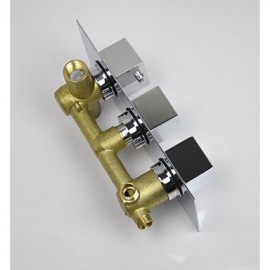 Brass Thermostatic Shower Valve Stainless Steel 12" Square Wall Mounted Rain Bathroom Shower Tap Spa Body Massage