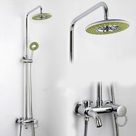 Bathroom Wall Mounted Single Handle Rain Shower Tap Set with 8 Inch ABS Colorful Head Shower and Hand Shower