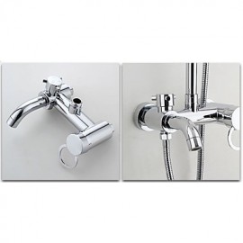 Bathroom Wall Mounted Single Handle Rain Shower Tap Set with 8 Inch ABS Colorful Head Shower and Hand Shower