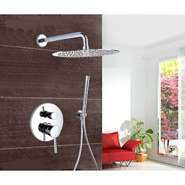 Chrome Wall Mount Concealed Shower Set Concealed Shower Tap 10 Inch Rainfall Round Shower Head Bath Tap Mixer