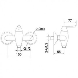 Shower Tap Contemporary Waterfall / Sidespray Brass Painting