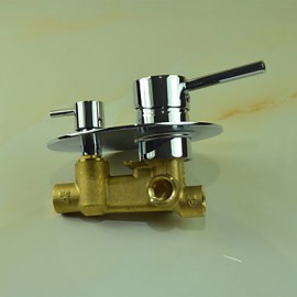 Shower Tap Contemporary Chrome Wall Mounted Double Handles Brass with Shower Head and Hand Shower