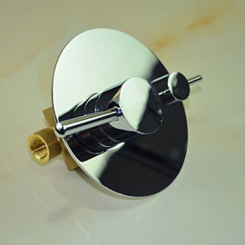 Shower Tap Contemporary Chrome Wall Mounted Double Handles Brass with Shower Head and Hand Shower