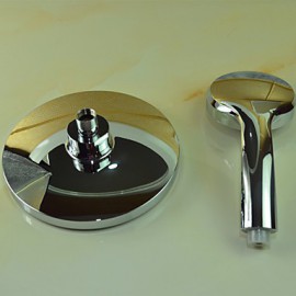 Shower Tap Contemporary Chrome Wall Mounted Double Handles Brass with Shower Head and Hand Shower