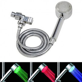 3-Color ABS Temperature Detectable LED Color Changing Hand Shower
