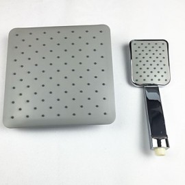 8 Inch Square Rainfall Shower Head with Hand Shower ABS Chrome Finish Grey Surface
