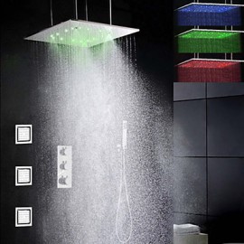 Shower Tap Contemporary LED / Thermostatic / Rain Shower / Sidespray / Handshower Included Brass Chrome