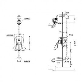Solid Brass Tub Shower Tap with Shower Head