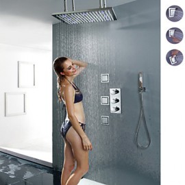 Shower Tap Contemporary LED / Thermostatic / Rain Shower / Sidespray / Handshower Included Brass Chrome