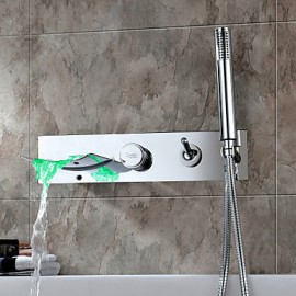 Chrome Finish Color Changing Wall Mount Tub Tap With Hand Shower