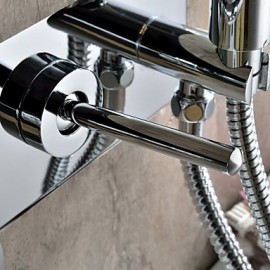 Chrome Finish Color Changing Wall Mount Tub Tap With Hand Shower