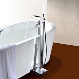 Shower Tap / Bathtub Tap - Contemporary - Handshower Included / Floor Standing - Brass (Chrome)