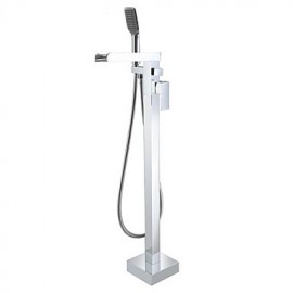 Shower Tap / Bathtub Tap - Contemporary - Handshower Included / Floor Standing - Brass (Chrome)