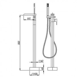 Shower Tap / Bathtub Tap - Contemporary - Handshower Included / Floor Standing - Brass (Chrome)
