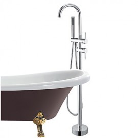 Bathtub Tap / Shower Tap - Contemporary - Floor Standing / Handshower Included - Brass (Chrome)