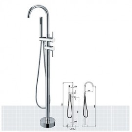 Bathtub Tap / Shower Tap - Contemporary - Floor Standing / Handshower Included - Brass (Chrome)