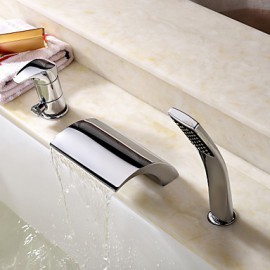 Bathtub Tap - Contemporary - Handshower Included / Waterfall Chrome)