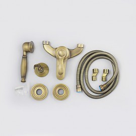 Bathroom Wall Mounted Antique Brass Bathtub Tap with Hand Shower Set