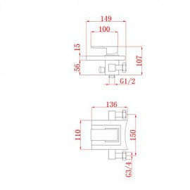 Shower Tap / Bathtub Tap - Contemporary - Waterfall - Brass (Chrome)