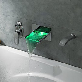 LED Waterfall Tub Tap with Pull-out Hand Shower (Wall Mount)