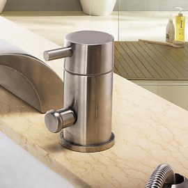 Contemporary Nickel Brushed Three Holes Single Handle Waterfall Bathtub Tap with Hand Shower