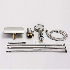 Contemporary Nickel Brushed Three Holes Single Handle Waterfall Bathtub Tap with Hand Shower