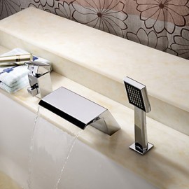 Bathtub Tap - Contemporary - Handshower Included / Waterfall - Stainless Steel (Chrome)