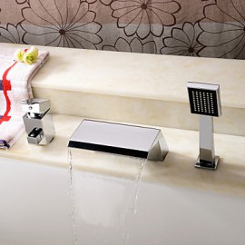 Bathtub Tap - Contemporary - Handshower Included / Waterfall - Stainless Steel (Chrome)