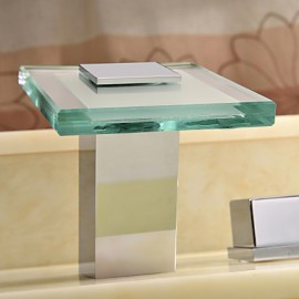 Bathtub Tap - Contemporary - LED / Waterfall / Handshower Included - Brass (Chrome)