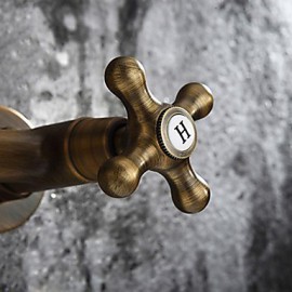 Antique Brass Bathroom Basin Sink Mix Tap Wall Mounted Tap